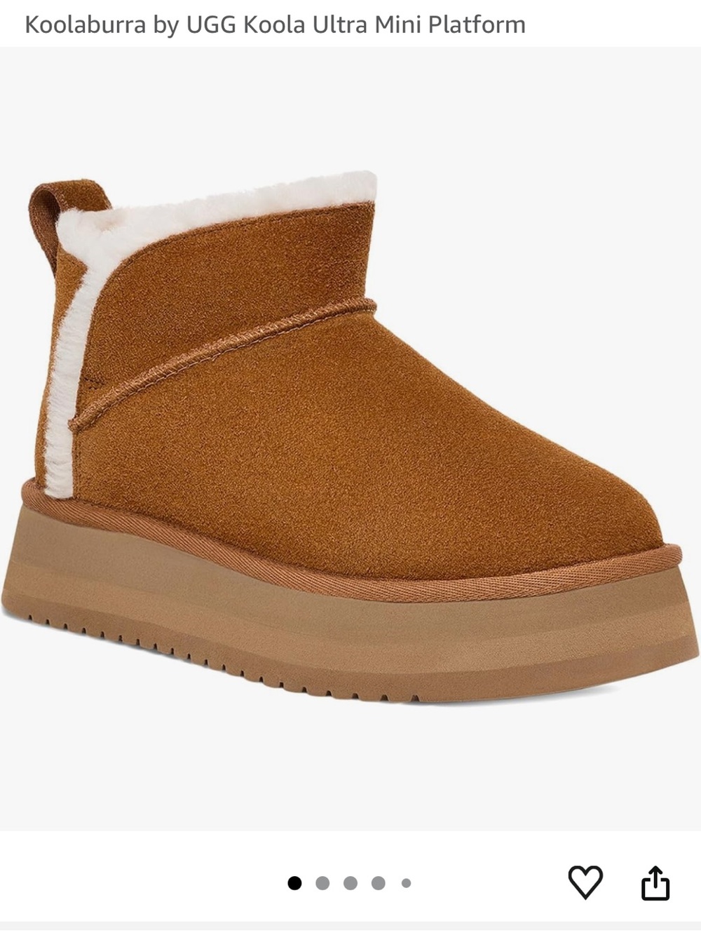 Koolaburra Chestnut Mini Platform Ankle Boot with White Shearling Trim - Picture 1 of 7